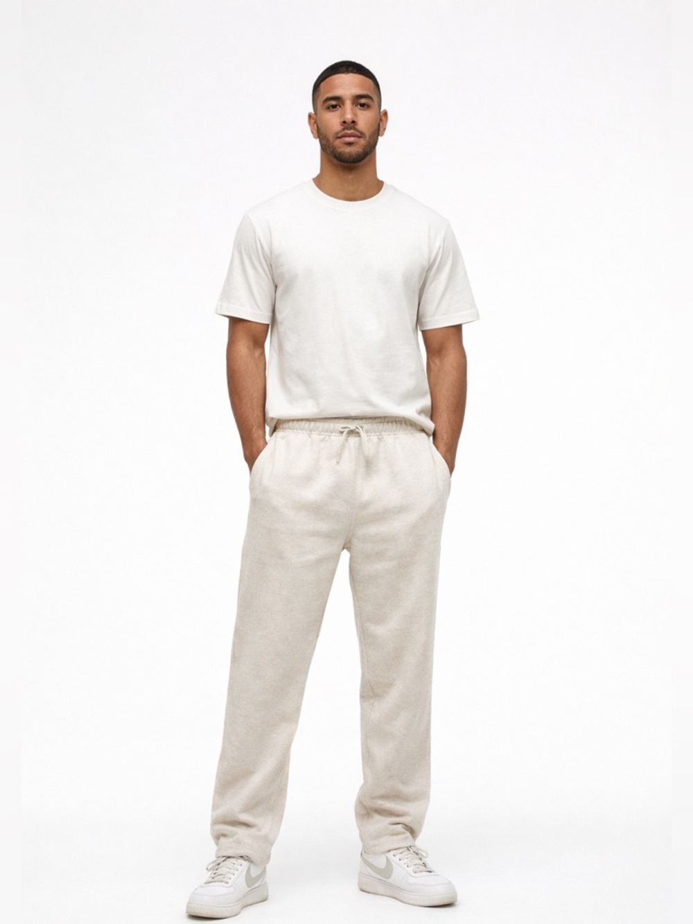 NWT Nike Heather Grey Sweatpants Loose Fit Straight Leg Stacked Size L